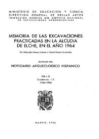 Memoria de las excavaciones practicadas en La Alcudia de Elche en el año 1964