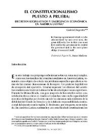 El constitucionalismo puesto a prueba: decretos legislativos y emergencia económica en América Latina