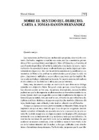 Sobre el sentido del Derecho. Carta a Tomás-Ramón Fernández