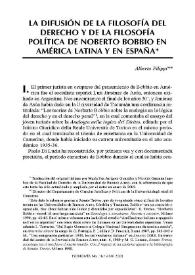 La difusión de la filosofía del derecho y de la filosofía política de Norberto Bobbio en América Latina y en España -Primera parte-