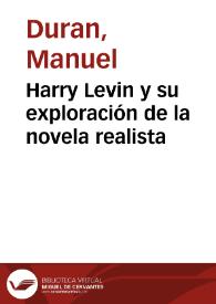 Harry Levin y su exploración de la novela realista