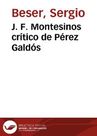 J. F. Montesinos crítico de Pérez Galdós