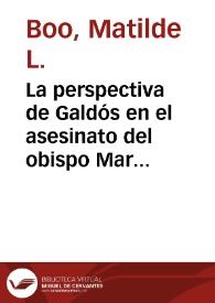 La perspectiva de Galdós en el asesinato del obispo Martínez Izquierdo