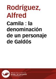 Camila : la denominación de un personaje de Galdós