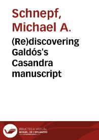 (Re)discovering Galdós's Casandra manuscript