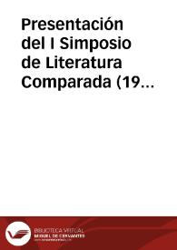 Presentación del I Simposio de Literatura Comparada (1977)
