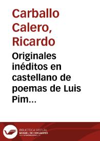 Originales inéditos en castellano de poemas de Luis Pimentel publicados en gallego