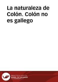 La naturaleza de Colón. Colón no es gallego