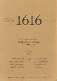 1616 : Anuario de la Sociedad Española de Literatura General y Comparada. Vol IV (1981). Índice