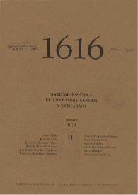 1616 : Anuario de la Sociedad Española de Literatura General y Comparada. Vol. II (1979). Índice