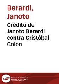 Crédito de Janoto Berardi contra Cristóbal Colón