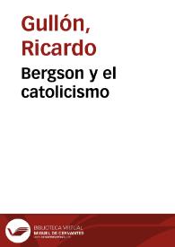 Bergson y el catolicismo
