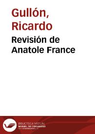 Revisión de Anatole France