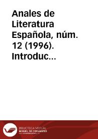 Anales de Literatura Española, núm. 12 (1996). Introducción
