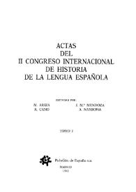 Actas del II Congreso Internacional de Historia de la Lengua Española. Tomo I