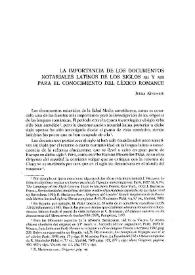 La importancia de los documentos notariales latinos de los siglos XII y XIII para el conocimiento del léxico romance
