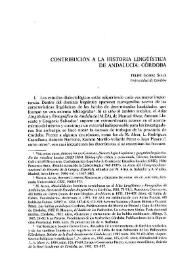 Contribución a la historia lingüística de Andalucía: Córdoba