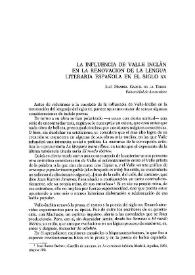 La influencia de Valle Inclán en la renovación de la lengua literaria española en el siglo XIX