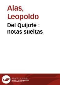 Del Quijote : notas sueltas