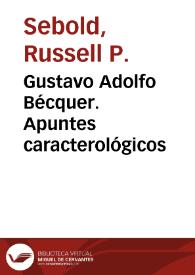 Gustavo Adolfo Bécquer. Apuntes caracterológicos