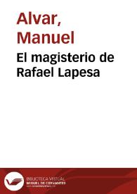 El magisterio de Rafael Lapesa