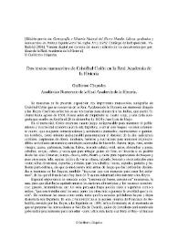 Dos textos manuscritos de Cristóbal Colón en la Real Academia de la Historia