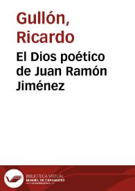 El Dios poético de Juan Ramón Jiménez