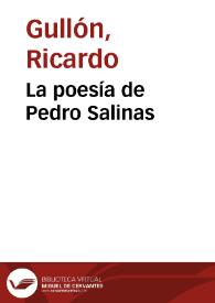 La poesía de Pedro Salinas