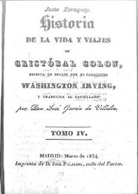 Historia de la vida y viajes de Cristóbal Colón. Tomo IV