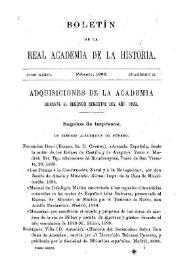 Adquisiciones de la Academia durante el segundo semestre del año 1899