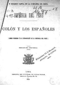 Colón y los españoles : libro primero a la introducción de la Historia del Perú