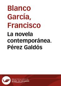 La novela contemporánea. Pérez Galdós