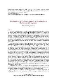 Investigaciones del profesor Oswaldo F. A. Menghin sobre la Prehistoria de la Argentina