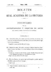 Inventario de las antigüedades y objetos de arte que posee la Real Academia de la Historia. (Continuación)
