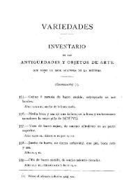 Inventario de las antigüedades y objetos de arte que posee la Real Academia de la Historia (continuación)