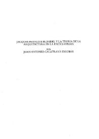 Jacques-François Blondel y la teoría de la Arquitectura en la Enciclopedia