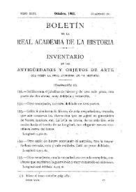 Inventario de las antigüedades y objetos de arte que posee la Real Academia de la Historia (Continuación) (I)