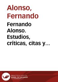 Fernando Alonso. Estudios, críticas, citas y referencias
