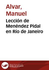 Lección de Menéndez Pidal en Río de Janeiro