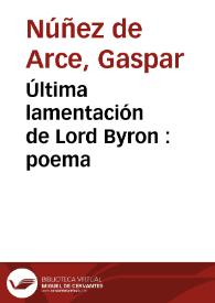Última lamentación de Lord Byron : poema