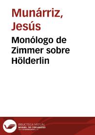 Monólogo de Zimmer sobre Hölderlin