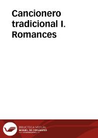 Cancionero tradicional I. Romances
