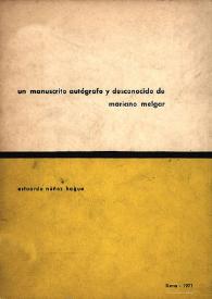 Un manuscrito autógrafo y desconocido de Mariano Melgar