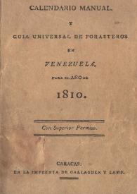 Calendario manual y guía universal de forasteros en Venezuela para el año de 1810