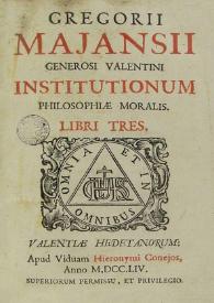 Institutionum philosophiae moralis: Libri tres