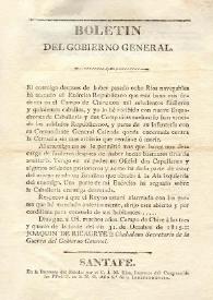 Boletín del Gobierno General [Parte de guerra. Campo de Chire a 31 de octubre de 1815]