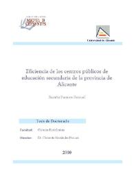 Eficiencia de los centros públicos de educación secundaria de la provincia de Alicante