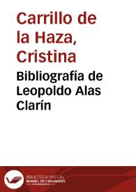 Bibliografía de Leopoldo Alas Clarín