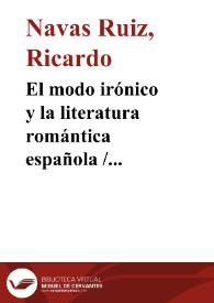 El modo irónico y la literatura romántica española