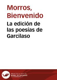 La edición de las poesías de Garcilaso